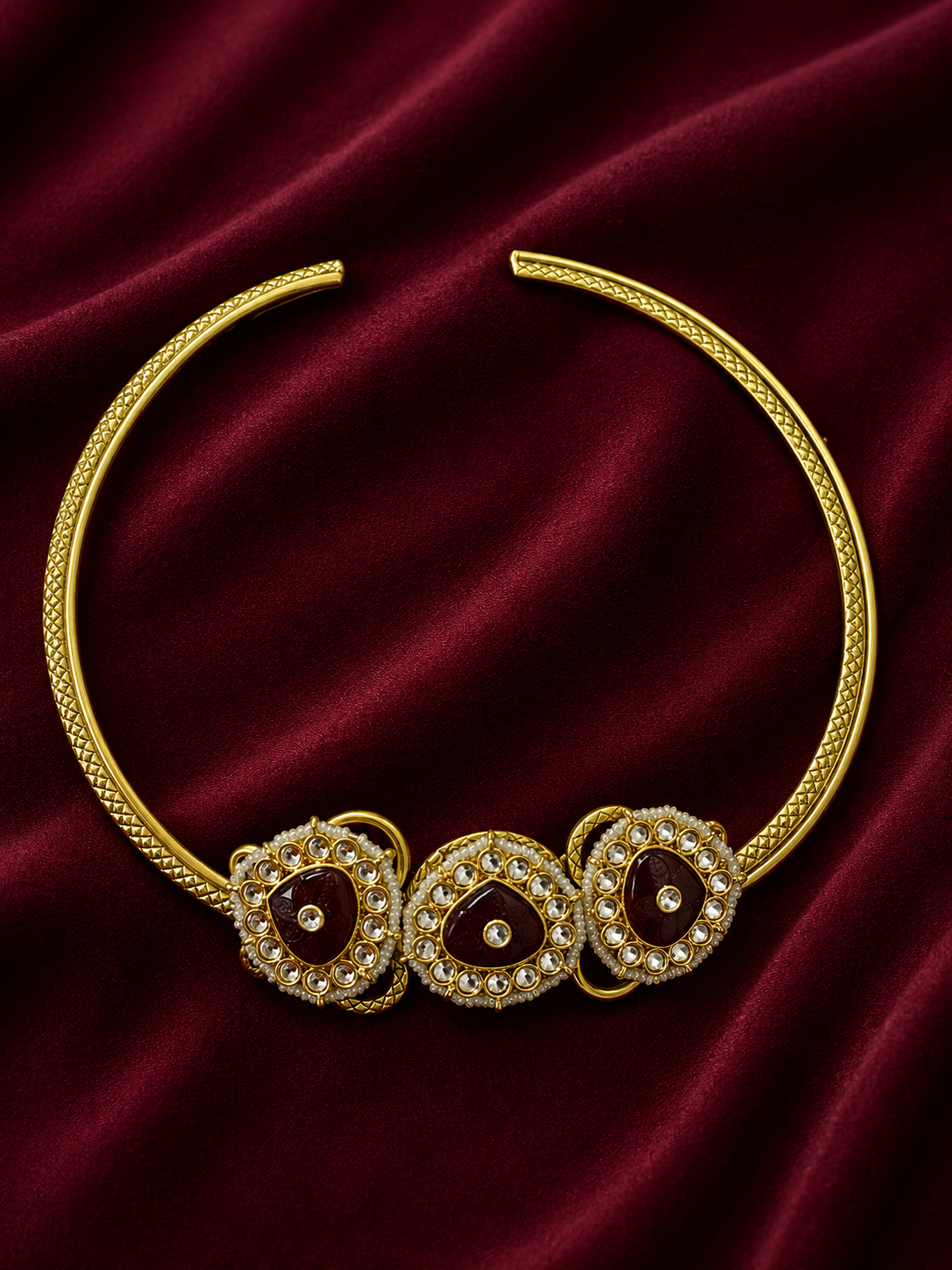 Gold Ruby Kundan hasli