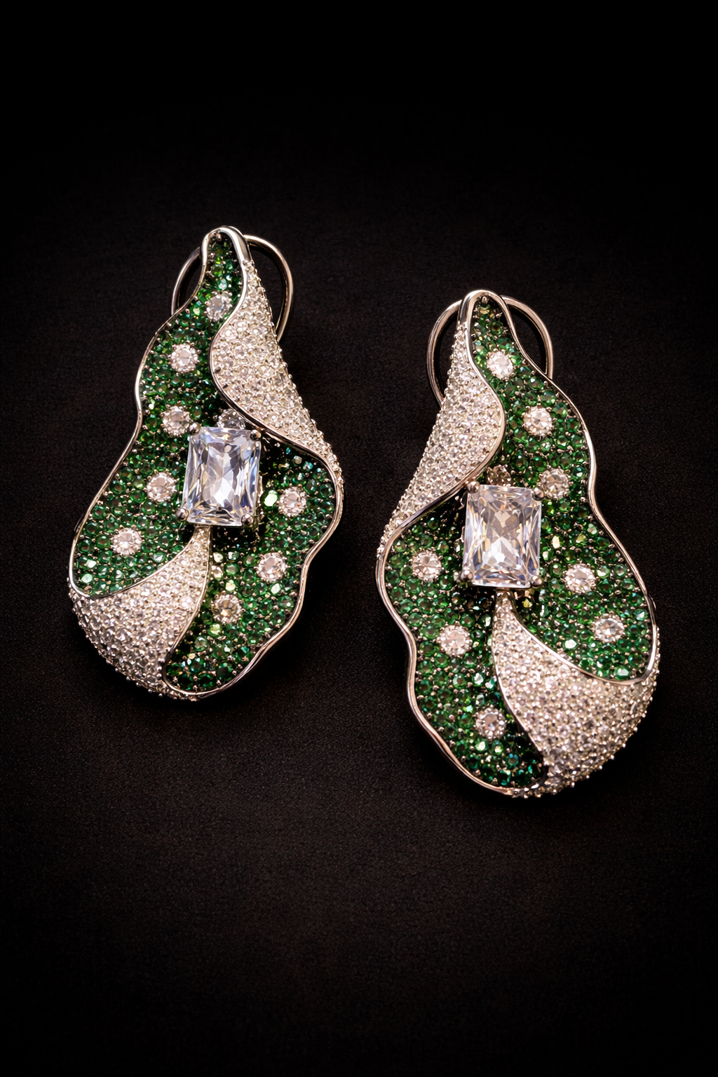 Green white Earrings