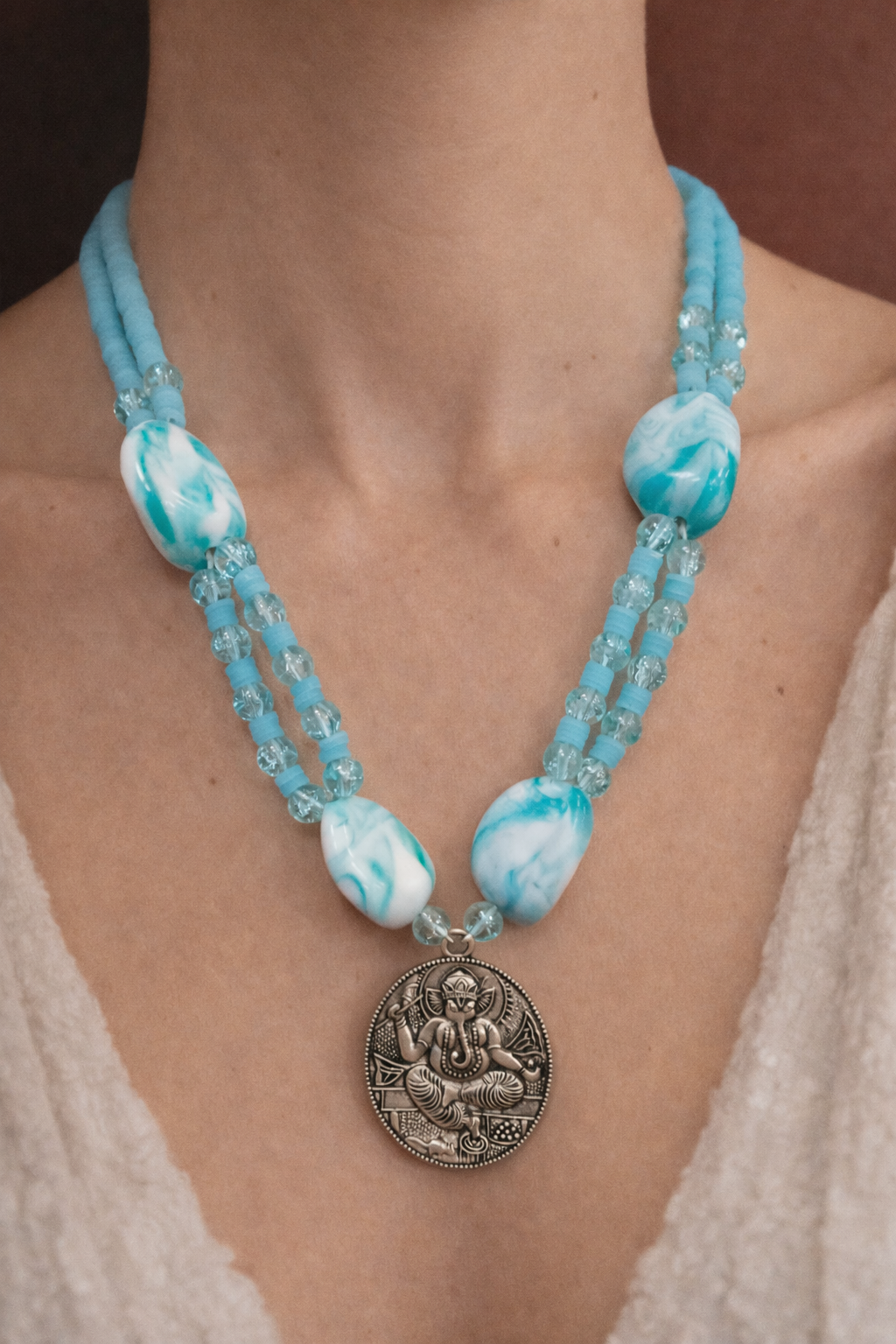 SkyBlue Ganesha-Necklace