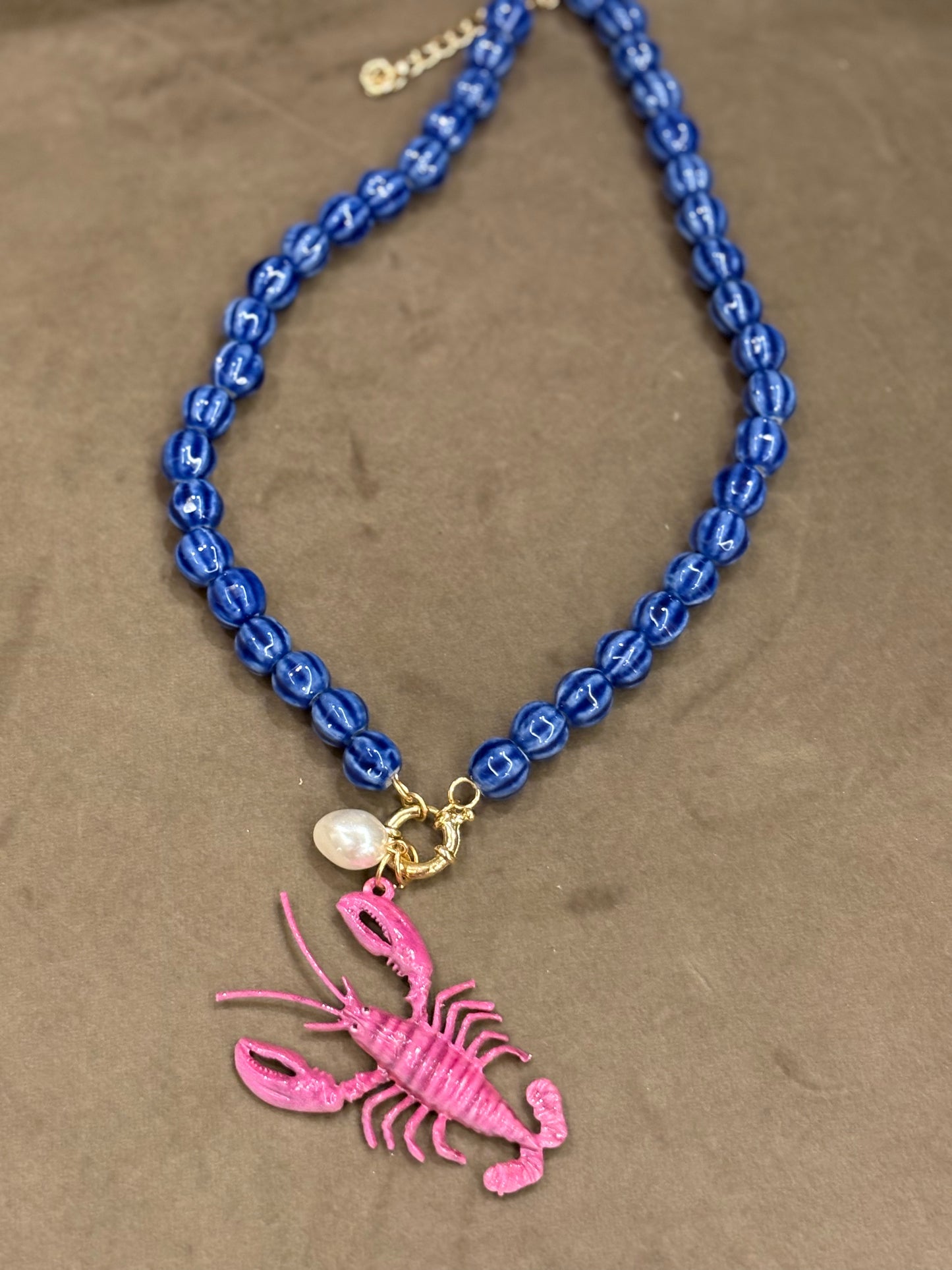 Lobster Lapis Necklace