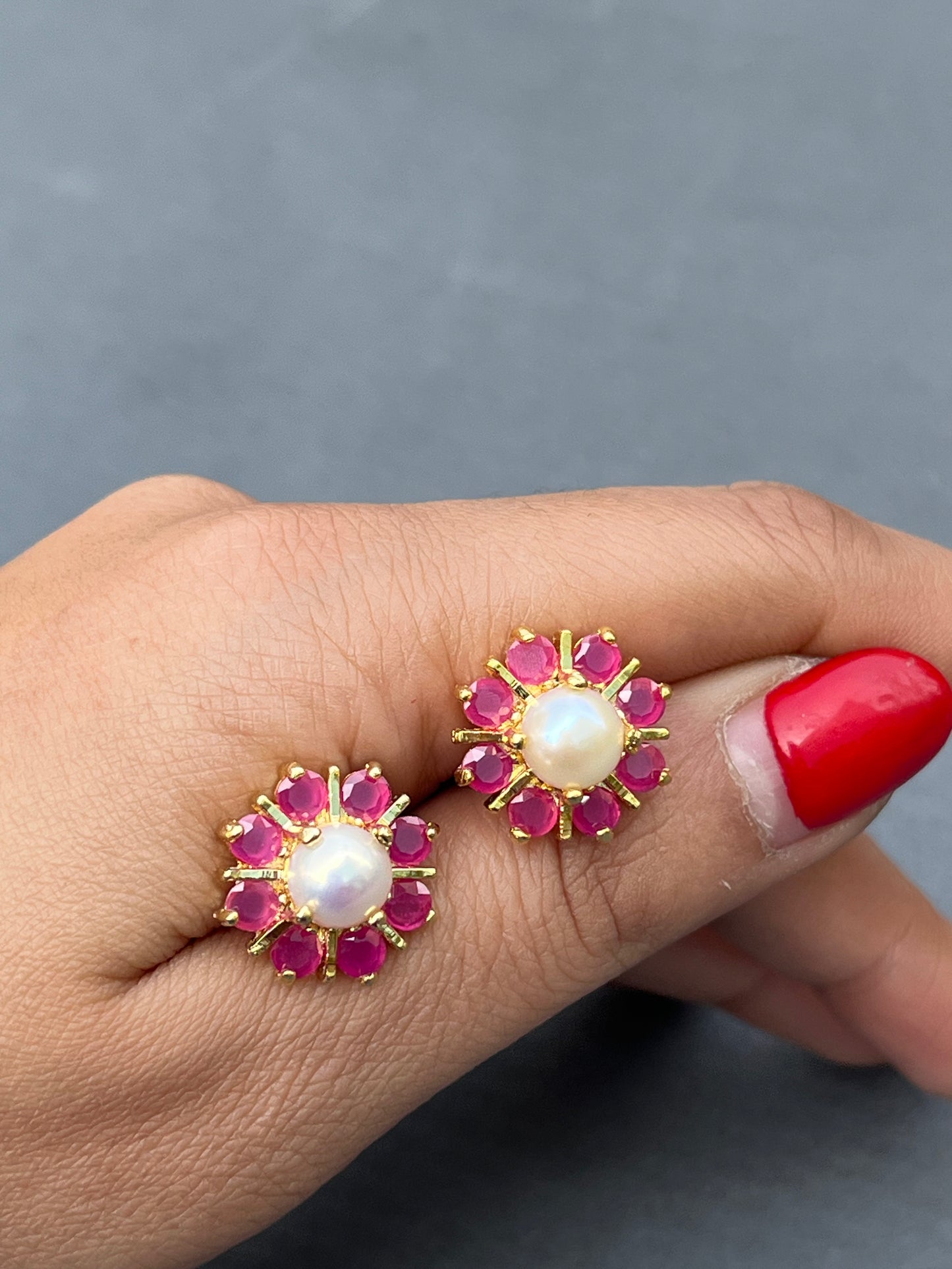 Ruby floral studs