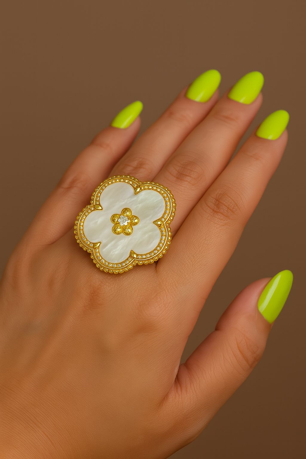 White Floral Ring