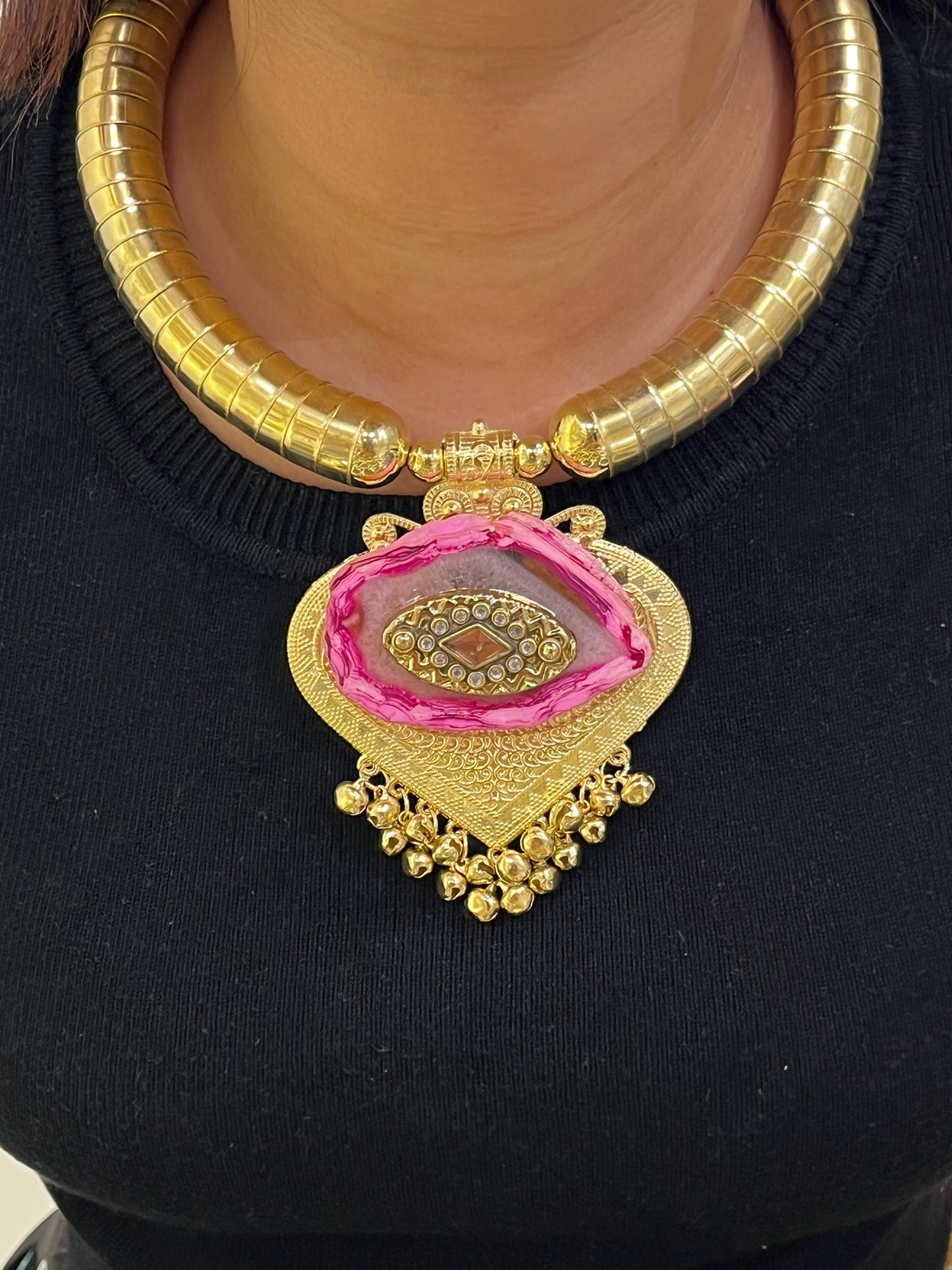 Pink Aiget stone Necklace