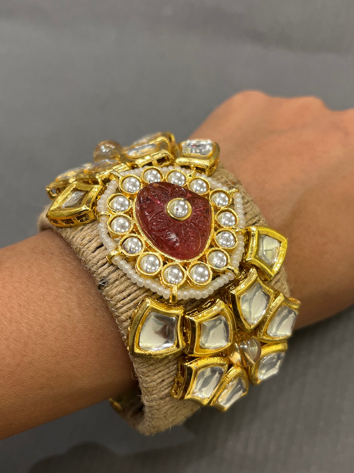 CarvingKundan Jute Cuff