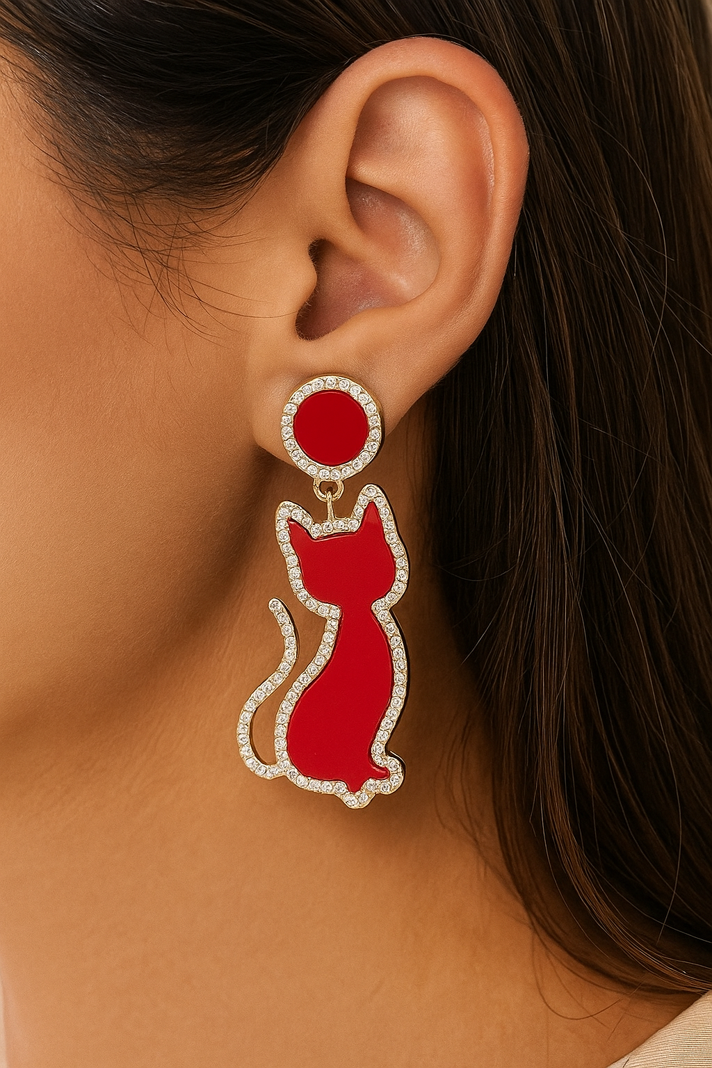 Red Cat earrings