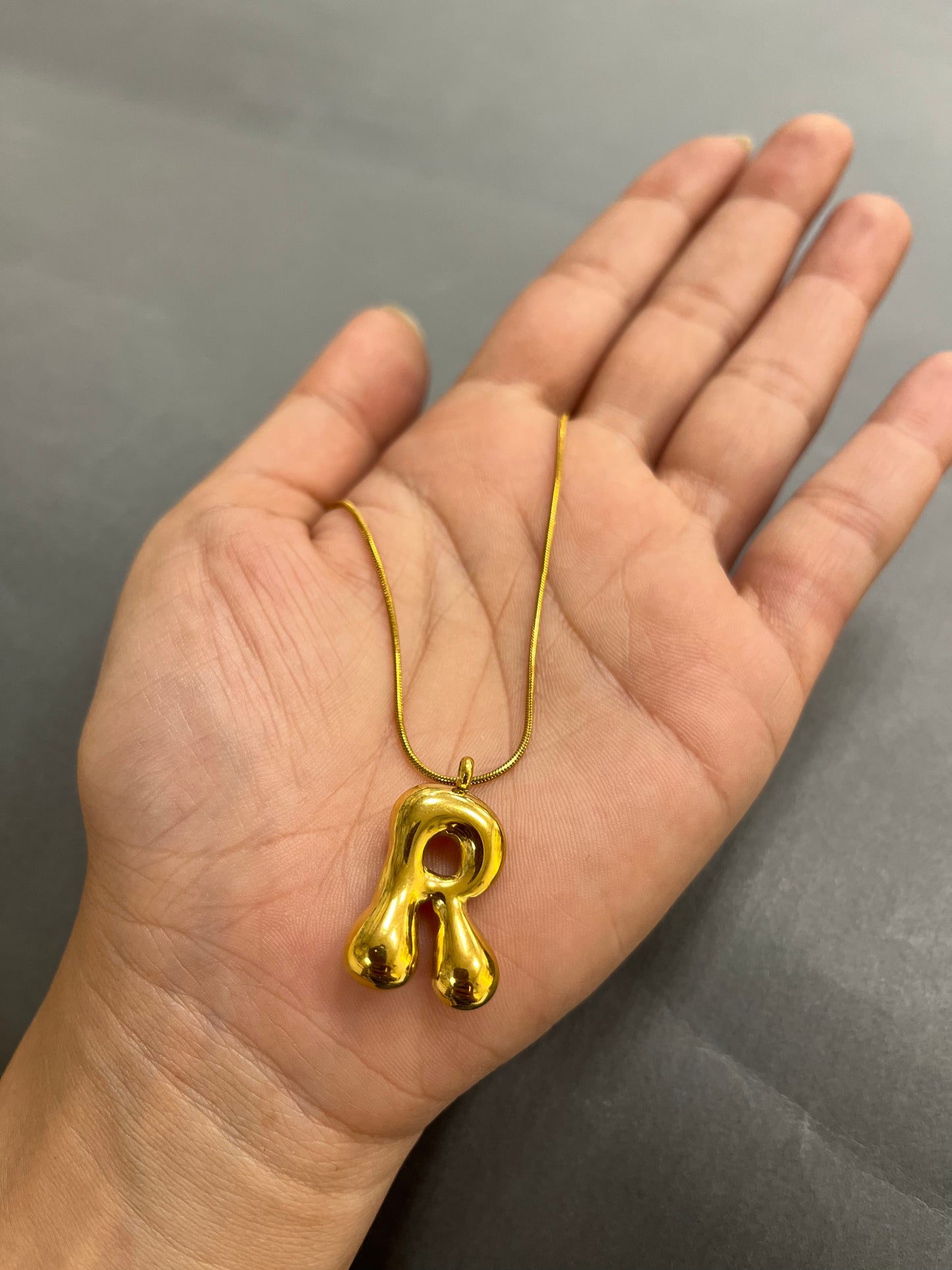 Alphabet R Pendant with Chain