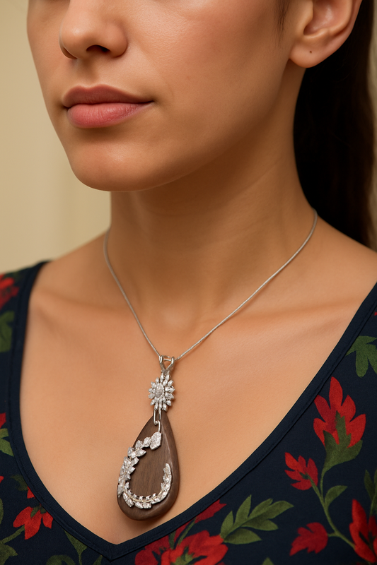 Wooden pendant with chain