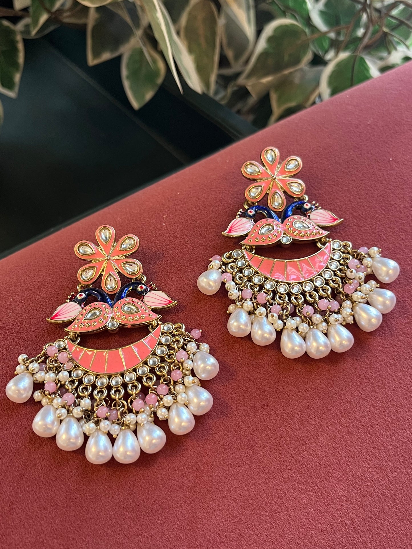 Peacock Enamel Earrings