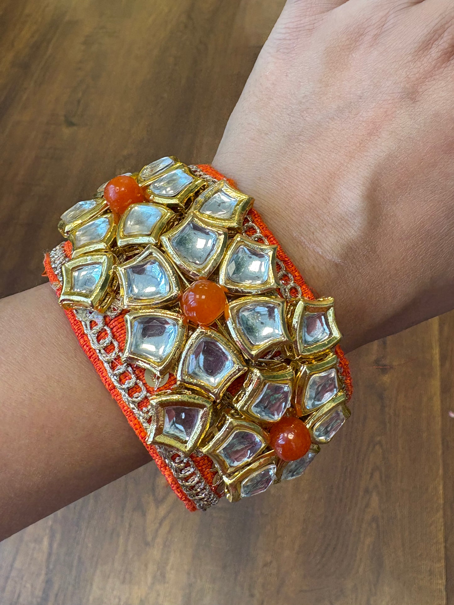 Orange kundan Cuff