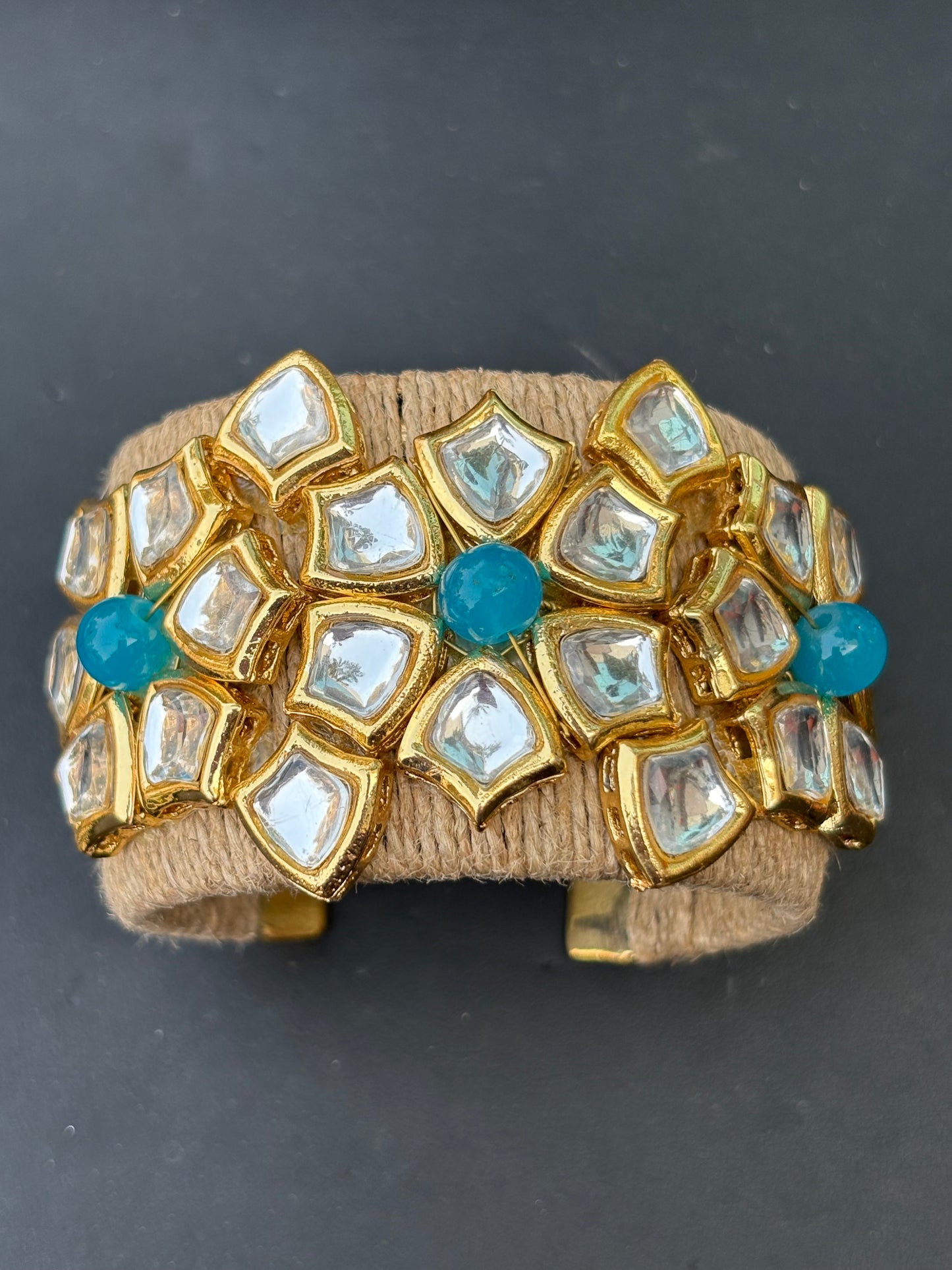 Blue kundan cuff