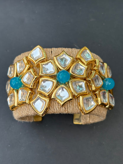 Blue kundan cuff