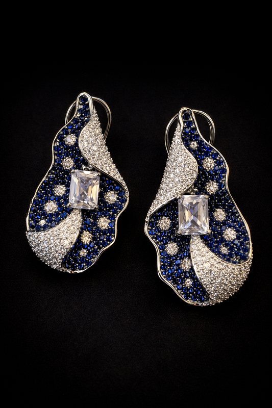 Blue White Earrings