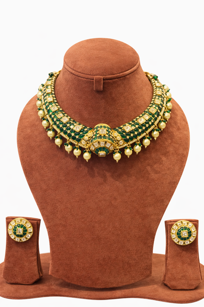 Green Polki Hasli set