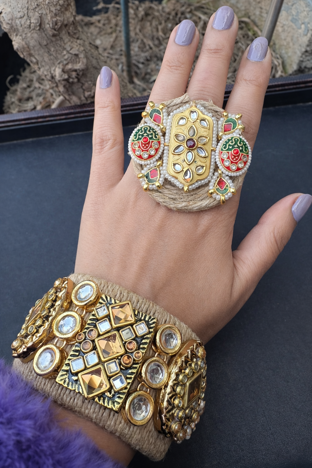 Jute Combo-Hancuff+ Ring