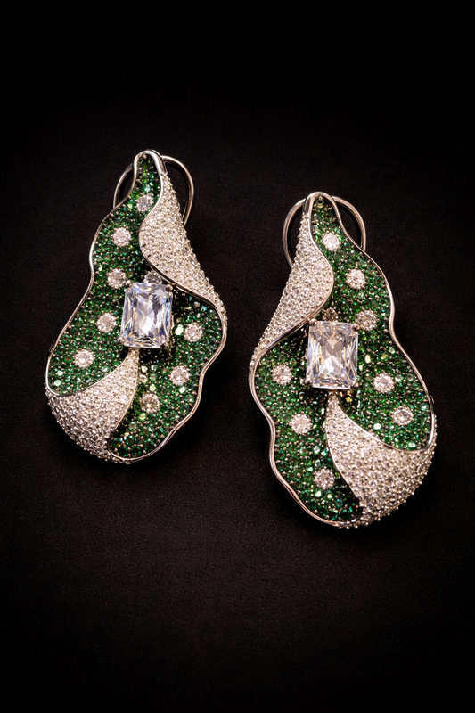 Green white Earrings