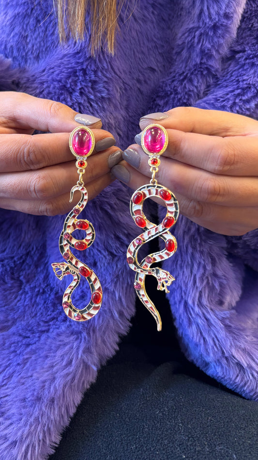 Serpent enamel earrings