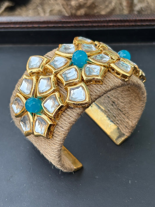 Blue kundan cuff