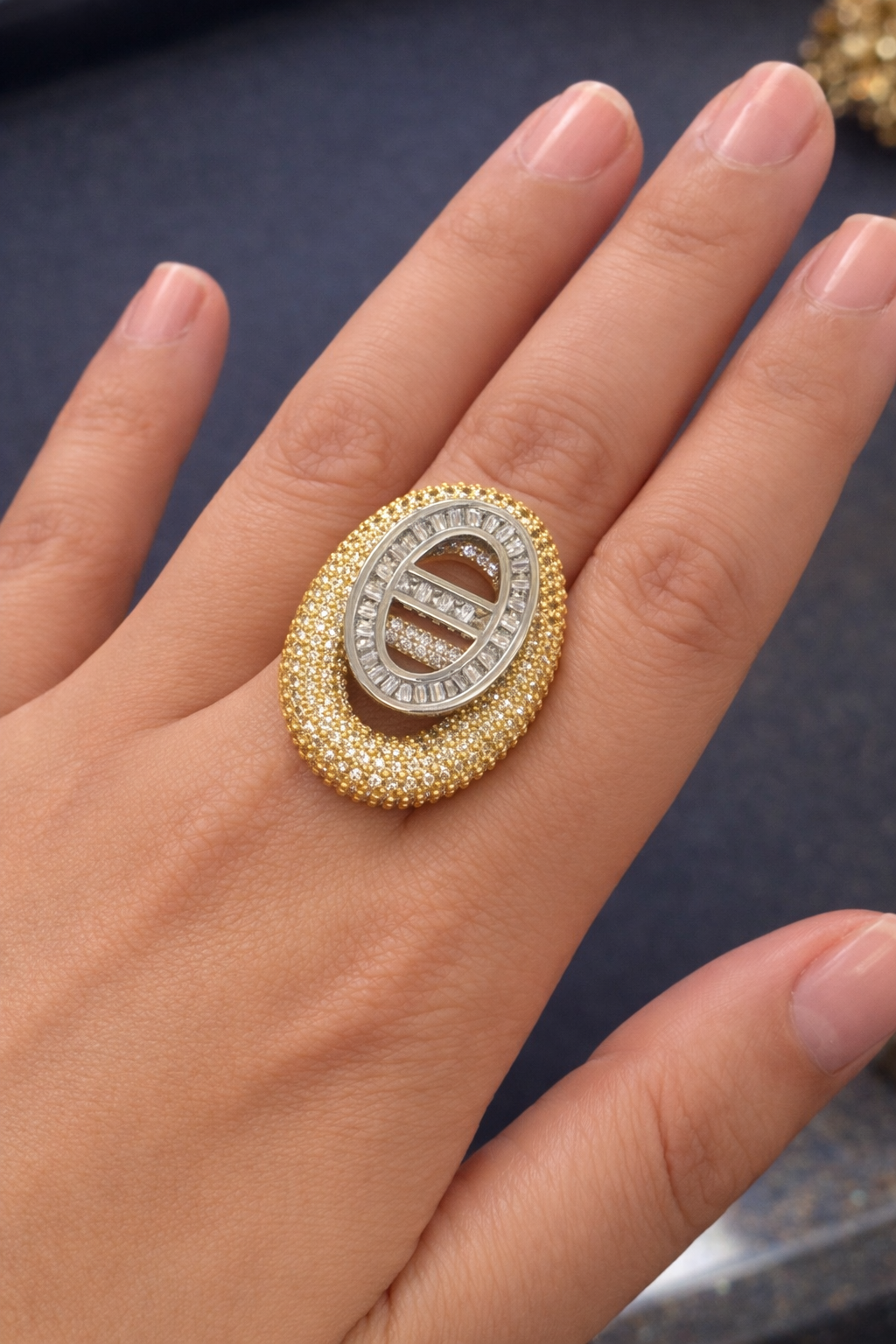 Fashion two tone ring