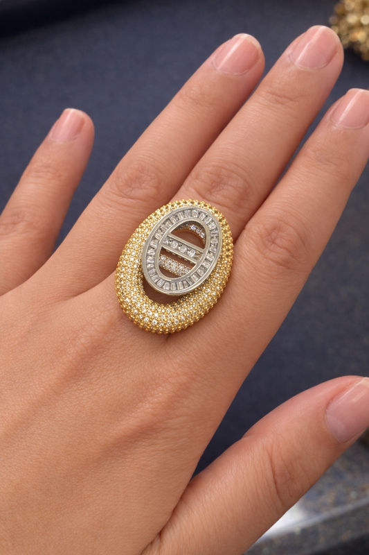 Fashion two tone ring
