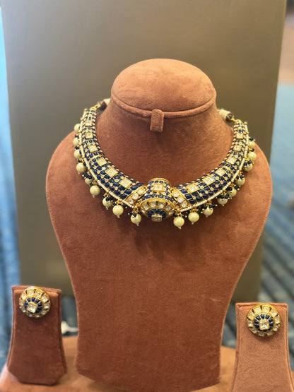 Blue Polki Hasli set