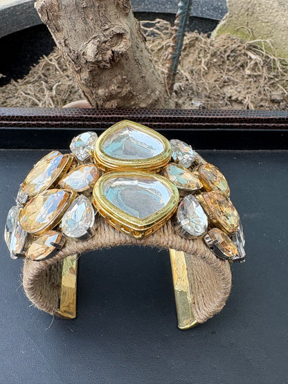 Swaroski jute cuff