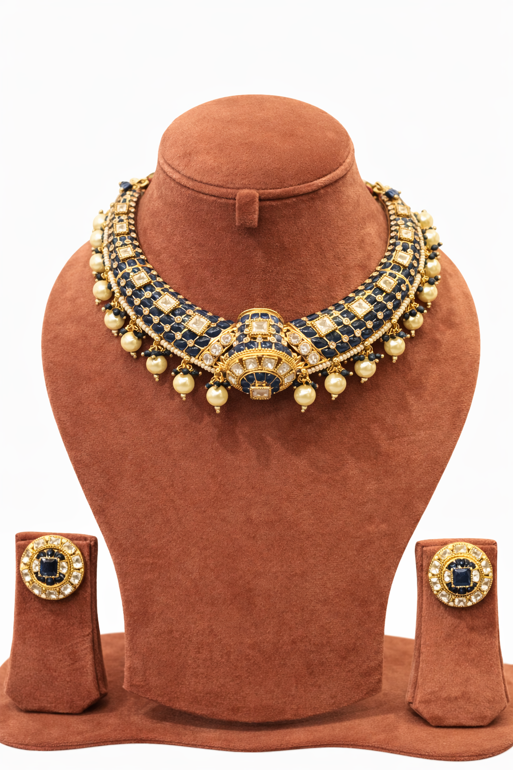 Blue Polki Hasli set