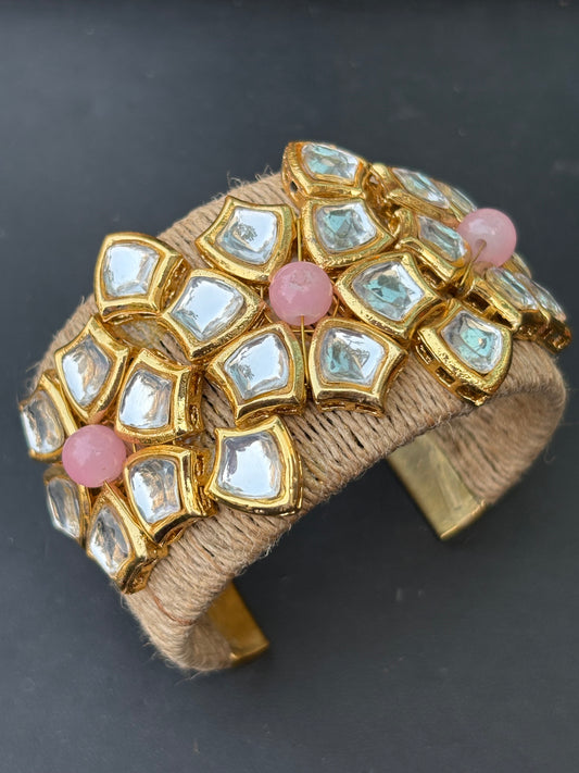 Polki Pink Jute Cuff