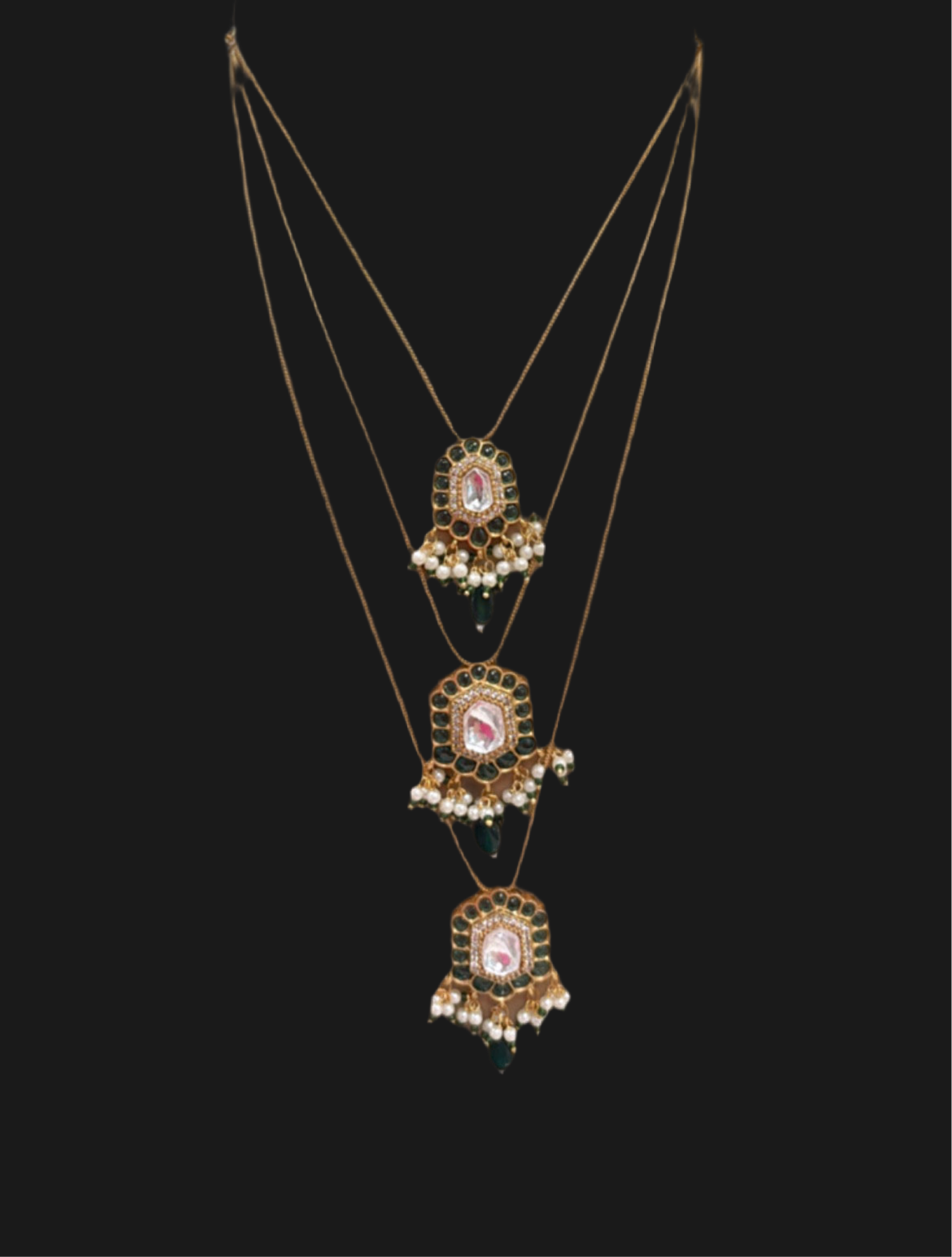 Three Layer Polki necklace