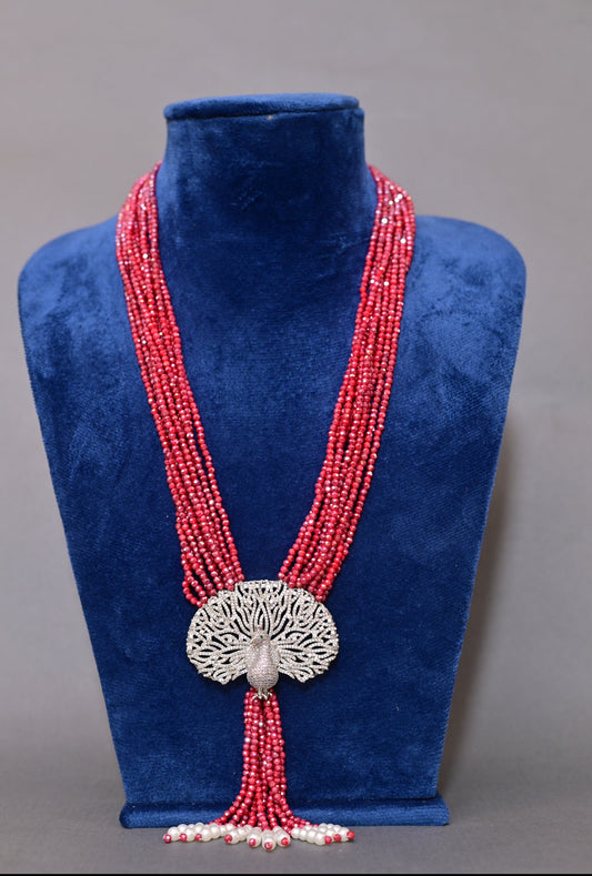 Ruby peacock statement necklace