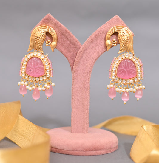 Season's Special Pink Golden Earrings - Kiwibymusskan