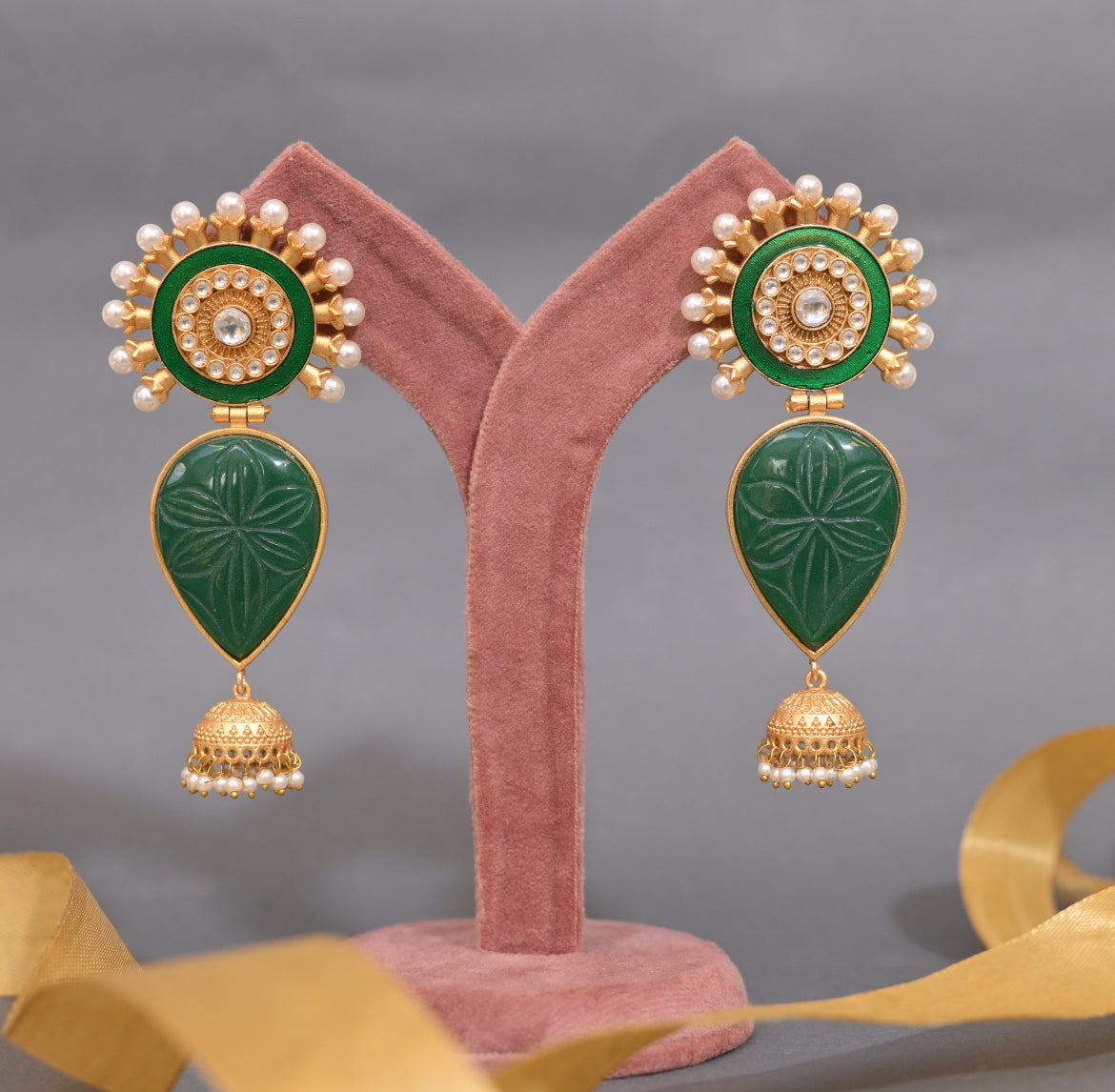 Season's Special Green Traditional Earrings - Kiwibymusskan