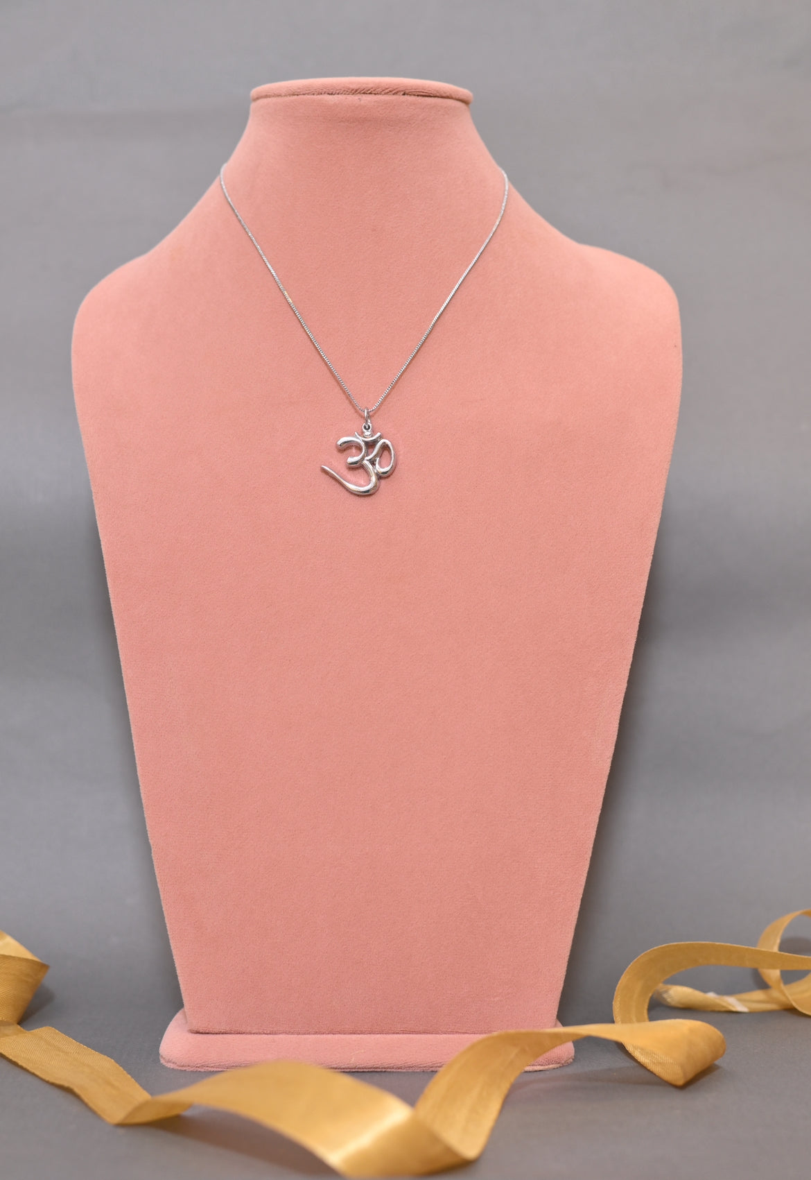 Silver om pendant with chain