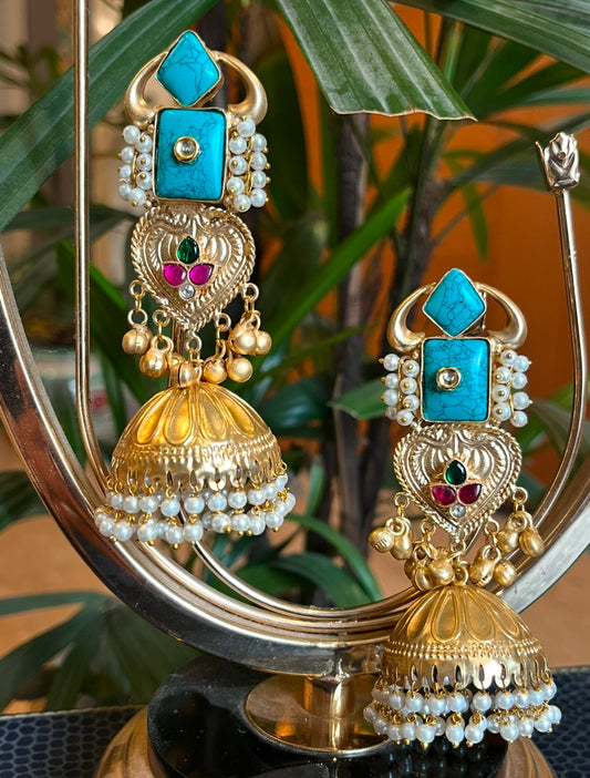 Turquoise Jhumkas