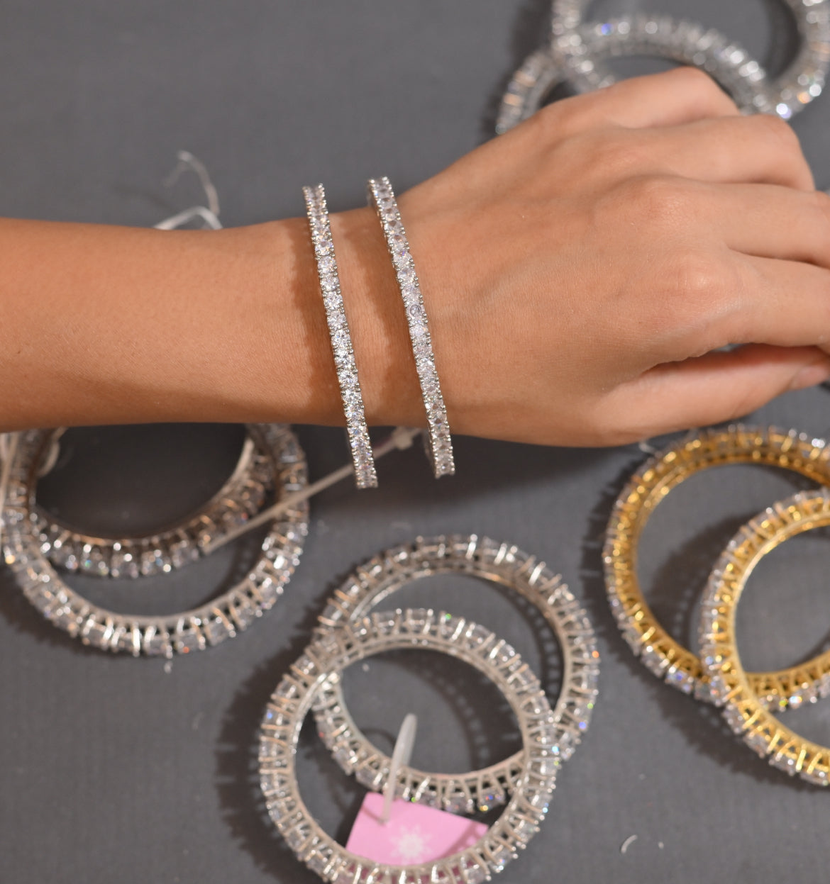 Thin diamond bangles