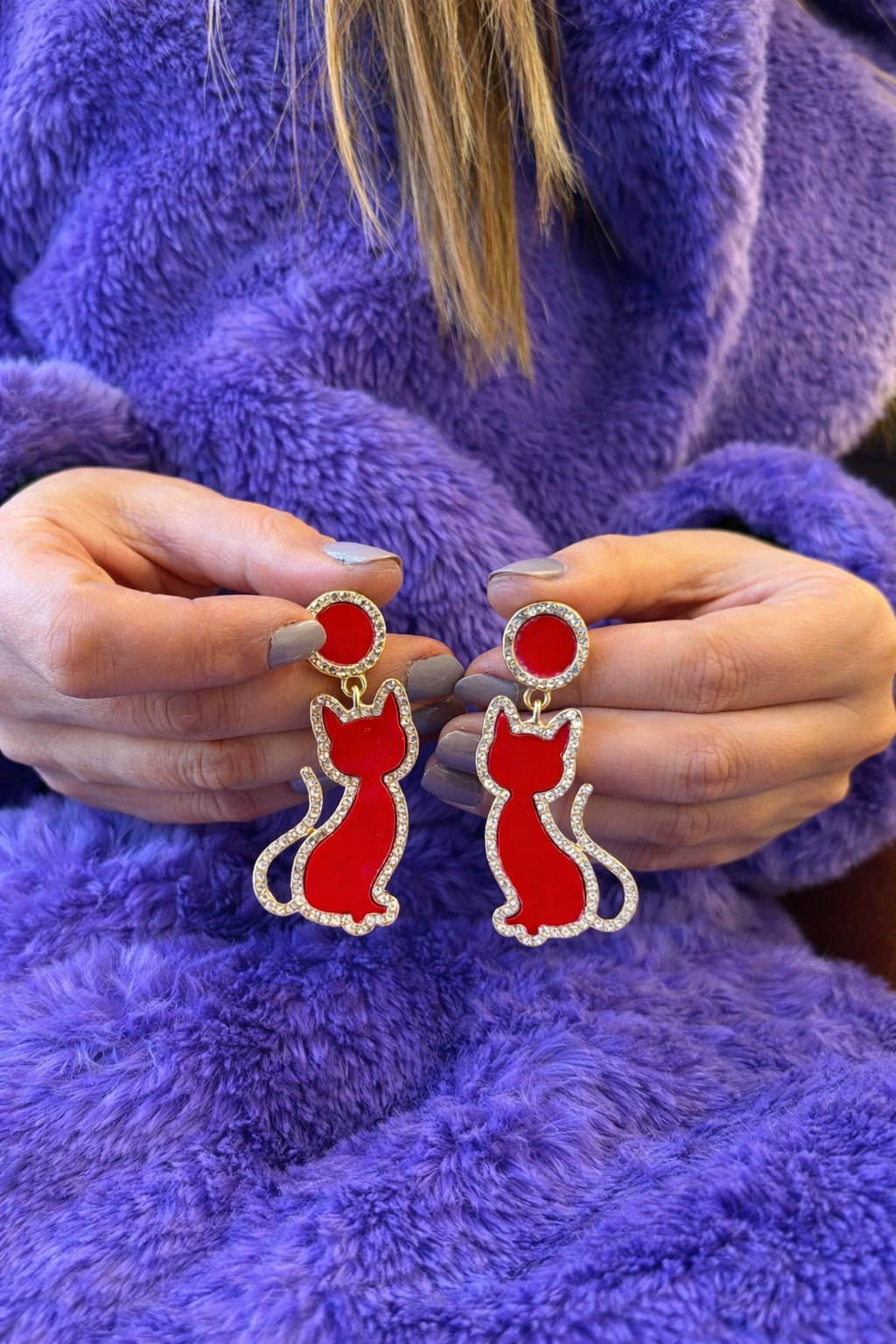 Red Cat Earrings
