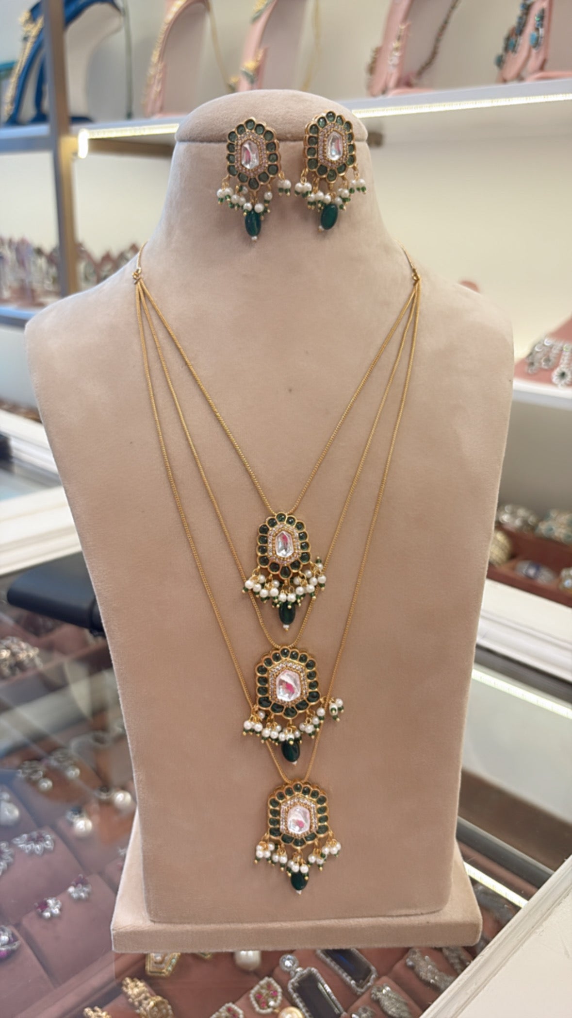 Three Layer Polki necklace