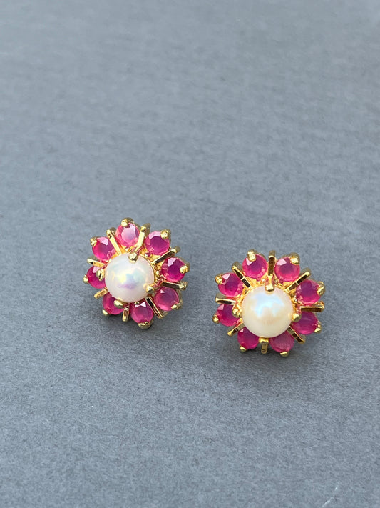 Ruby floral studs