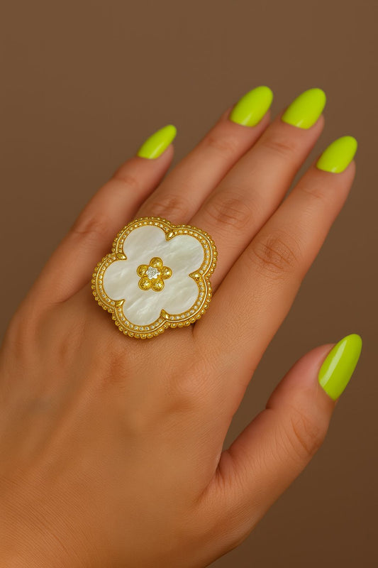 White Floral Ring