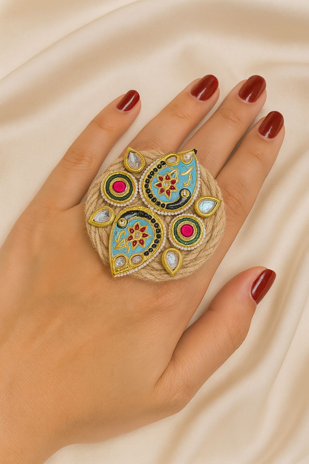 Blue enamel jute ring