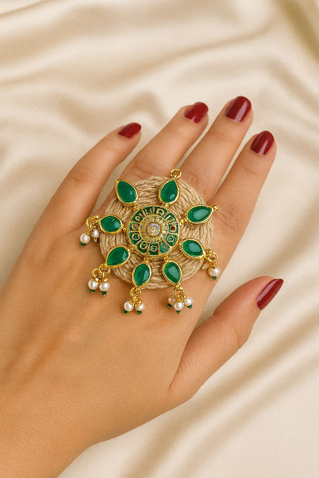 Green leaf Jute ring