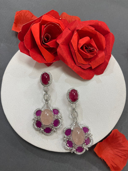 RoseQuartz Ruby Earrings