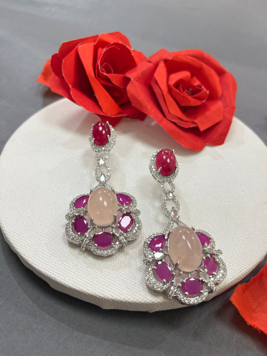 RoseQuartz Ruby Earrings