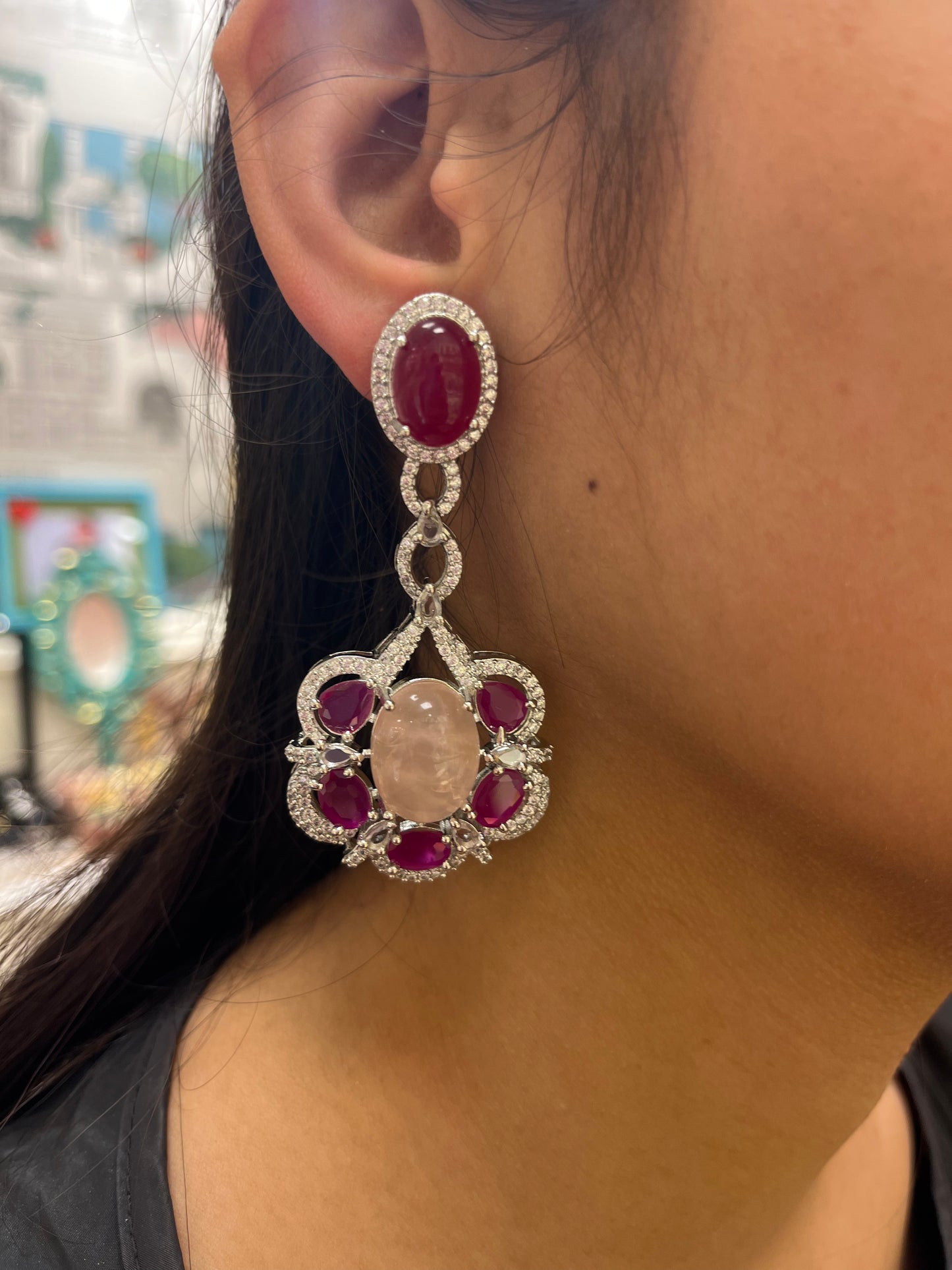 RoseQuartz Ruby Earrings