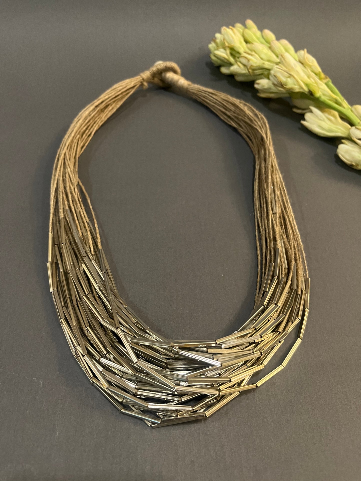 Jute pipe necklace