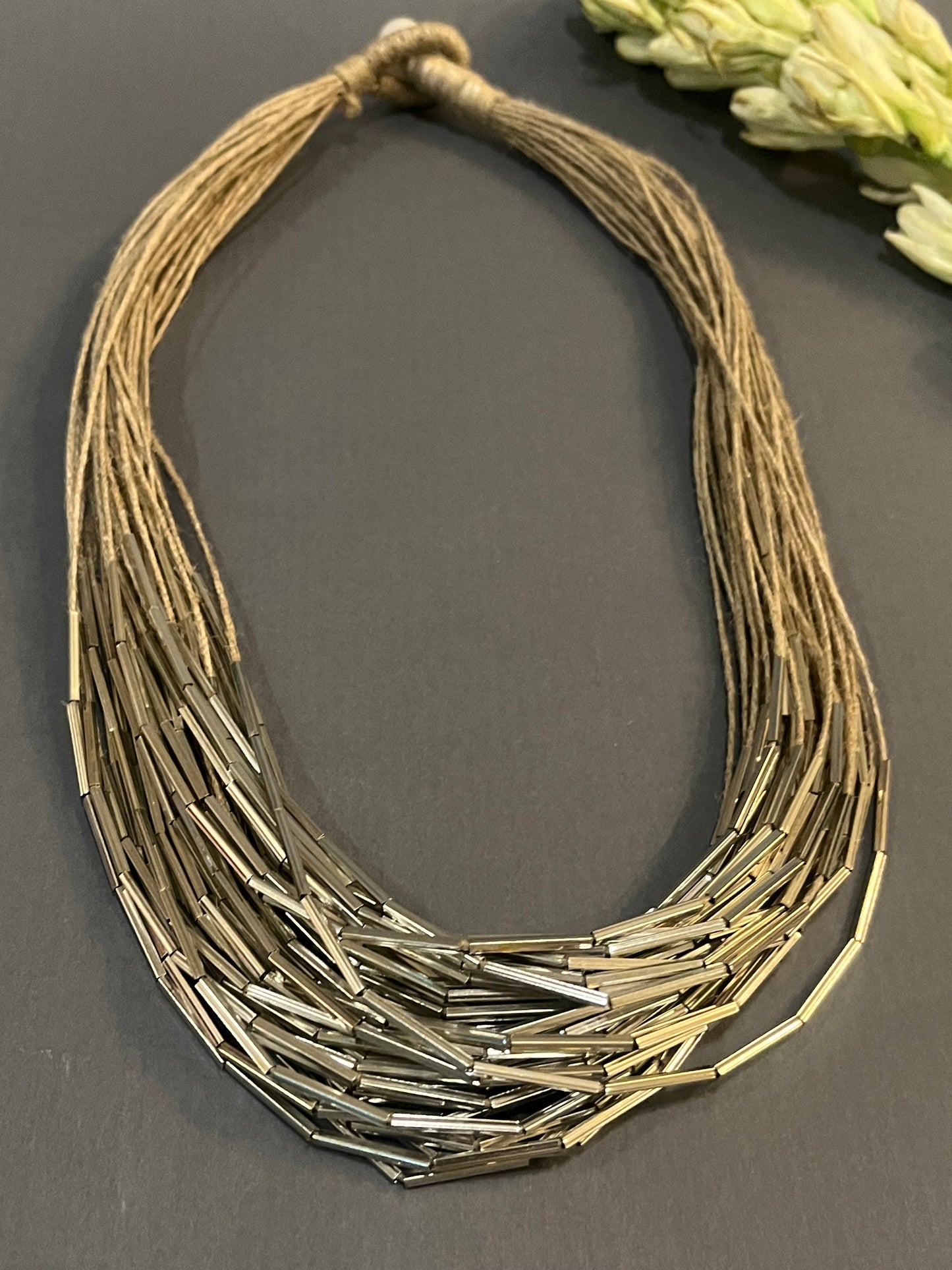 Jute pipe necklace