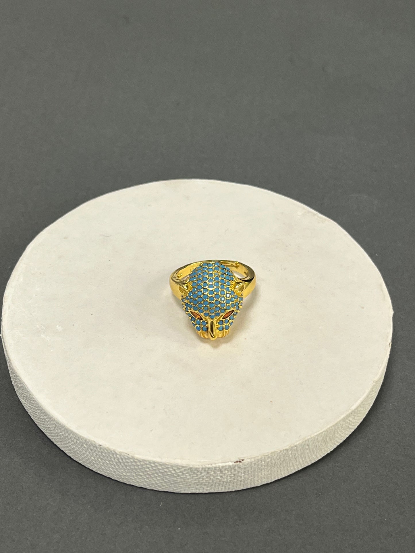 Turquoise panther ring