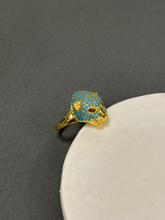 Turquoise panther ring