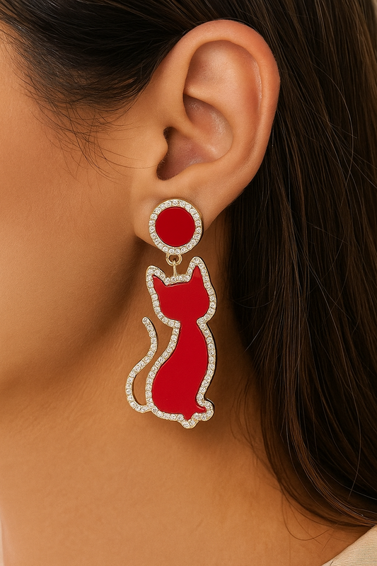 Red Cat earrings