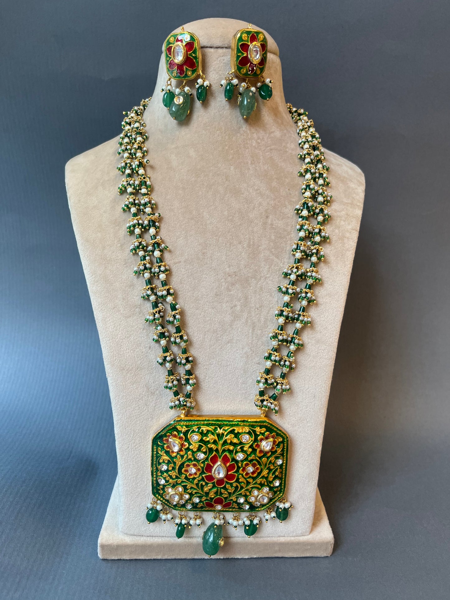 Enamel kundan haar set