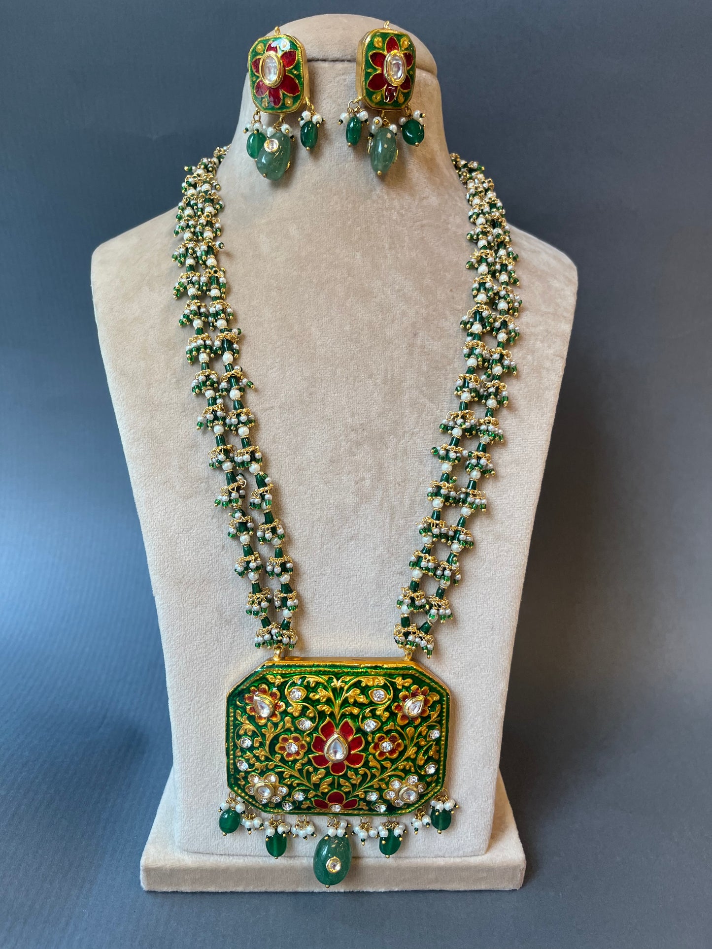 Enamel kundan haar set